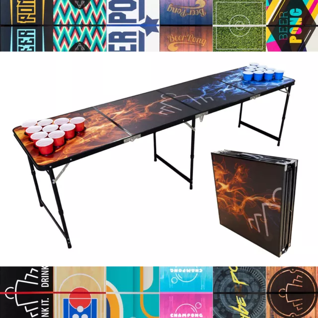 BEER PONG TABLE 8ft FOLDING - 15 Designs | Party Drinking Game Birthday Event