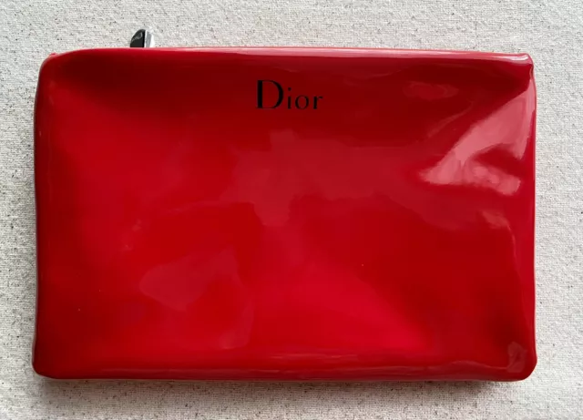 Christian Dior Zip Closure Makeup Bag Red