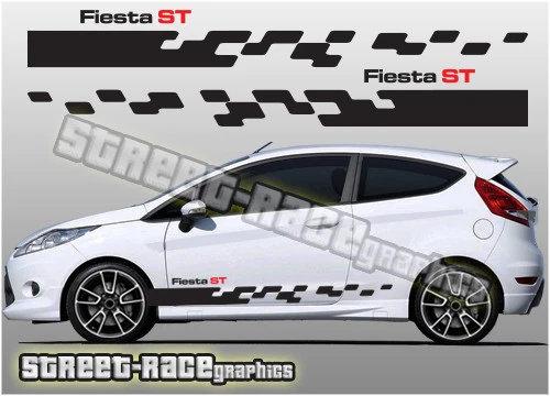 Strisce Laterali Adesive Per Ford Zetec S &ndash; Decalcomanie Vinile Nero Racing &ndash; Gonna Laterale Personalizzabile