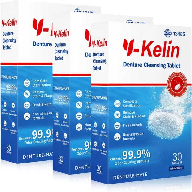 Y-Kelin 90 Compresse Compresse Pulizia Dentura per Protesi Odontoiatrica Notturna 90