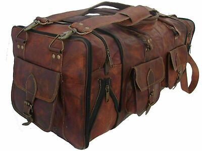 31" Leather Travel Bag Duffel Weekender Large Gym Overnight Carry On Luggage