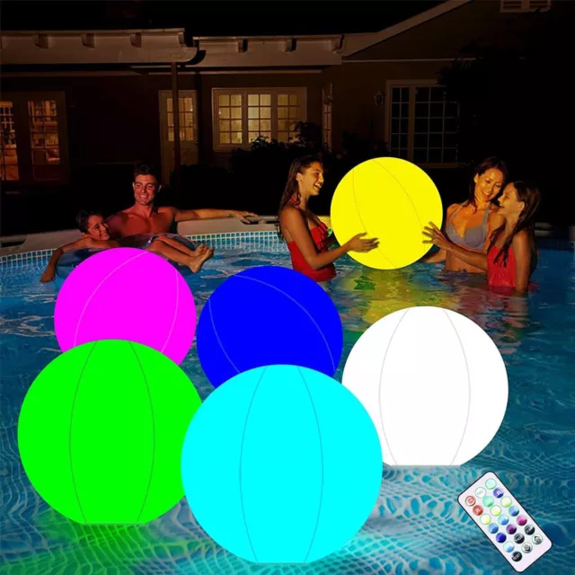 1pc Light up Beach Ball LED      Pool Toys 16 Colors Lights Inflatable Handy