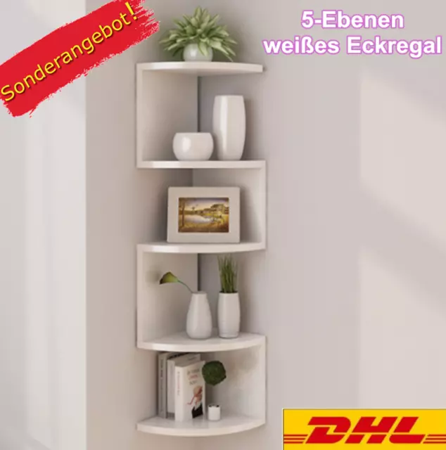 Eckregal Wandregal Bücherregal 5 Ebenen Küchenregal Hängeregal Holz Weiße DE DHL