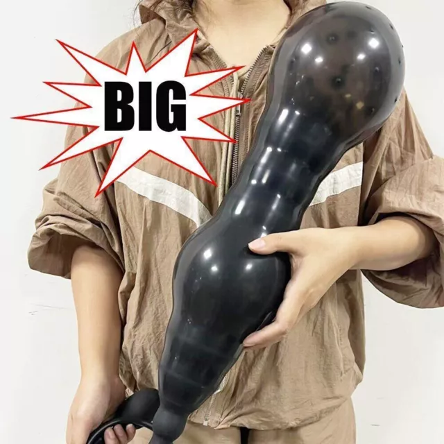 Extra Huge Inflatable Male-Prostate-Anal-Butt-Plug-Dildo-Beads-Women-Lubricants