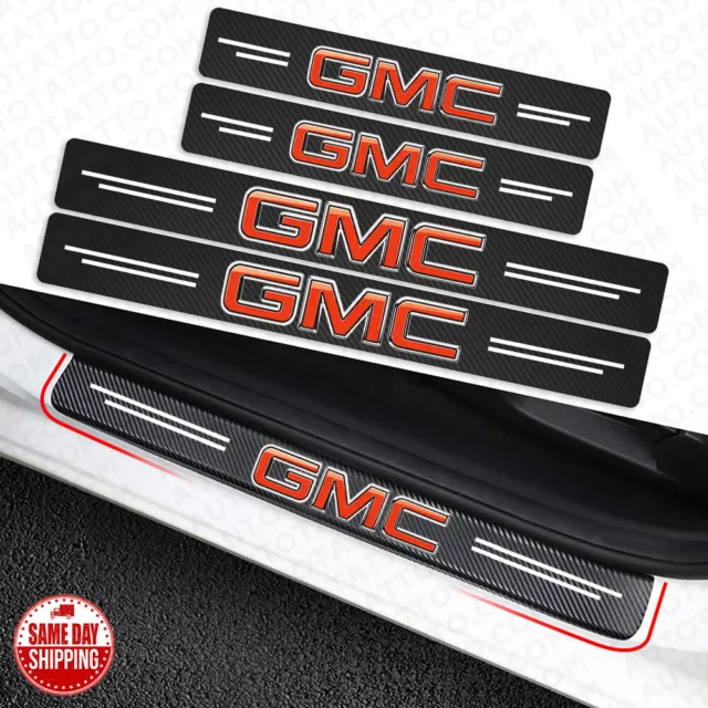 4x GMC Car Door Plate Sill Scuff Cover Anti Scratch 3D Decal Sticker Protector
