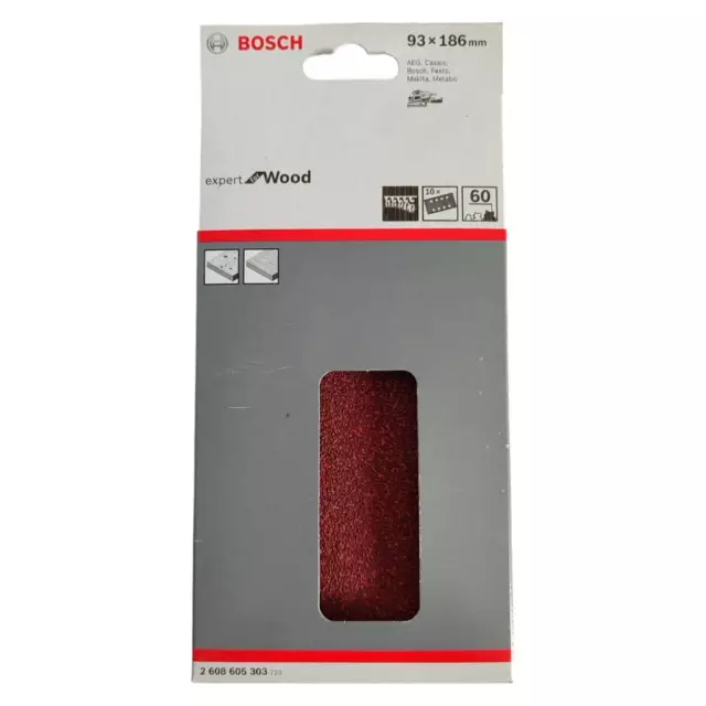 Remplacement Papier Abrasif Bosch pour Ponceuse Velcro 8 Trous 93x186 MM Fil 60