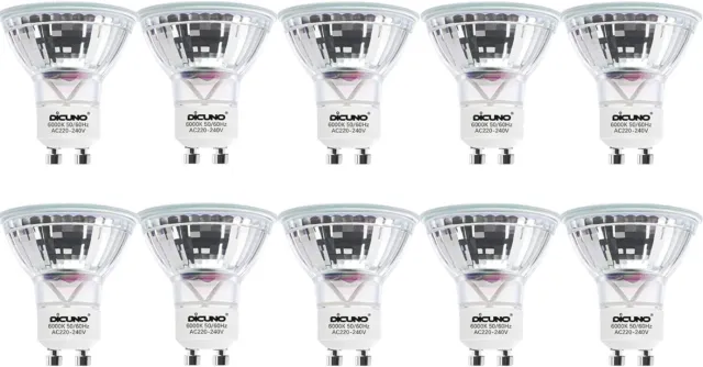 DiCUNO GU10 LED Bulbs, Cool White 6000K, 5W 600LM, 50W 6000k