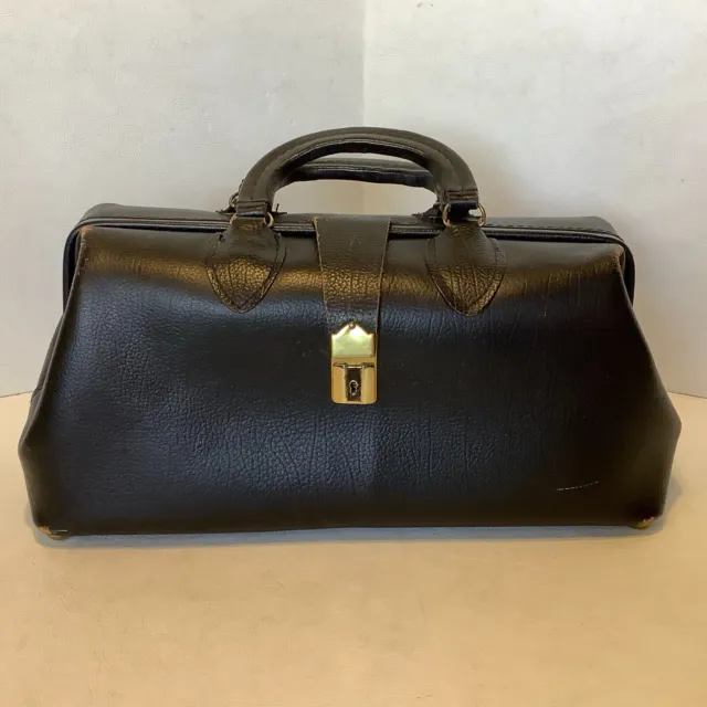 Vintage Schell Leather Doctor's Bag #5681-71424 Made USA Black