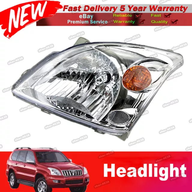 For Toyota Landcruiser Prado 120 Series 02-09 LH Chrome Head Light Lamp 3