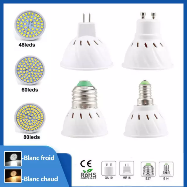 E27 E14 Gu10 MR16 LED Bulb 5W8W10W Blanc Froid Chaud Ampoule Spot Light 220v COB
