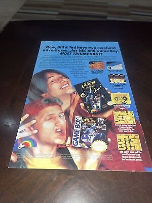 Bill & Ted's video game '90s PRINT AD Keanu Reeves Nintendo advertisement 1991