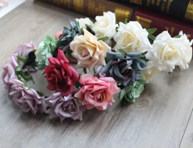 Women Girl Kid Rose Flower Fairy Wedding Tiara Crown hair headband Garland PROP 2