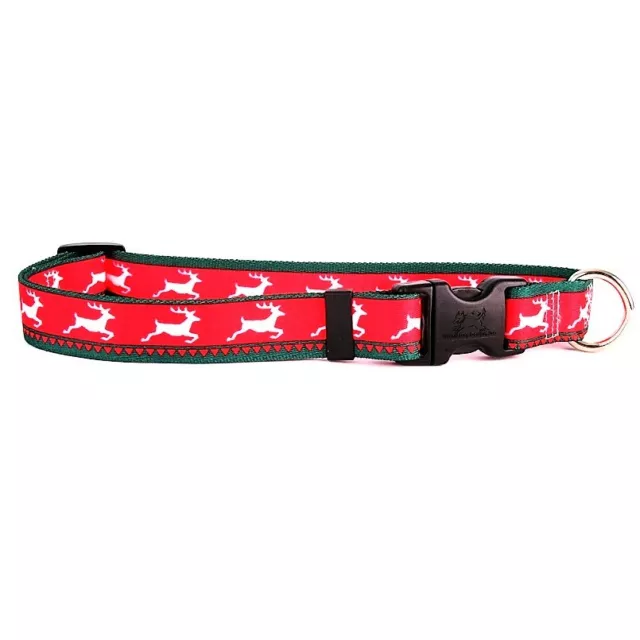 NEW Yellow Dog Design Red Reindeer Holiday Print Dog Collar or Leash