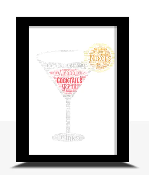 Personalised Cocktail Glass Word Art - Cocktail Lover Gift - Mothers Day Gift 3