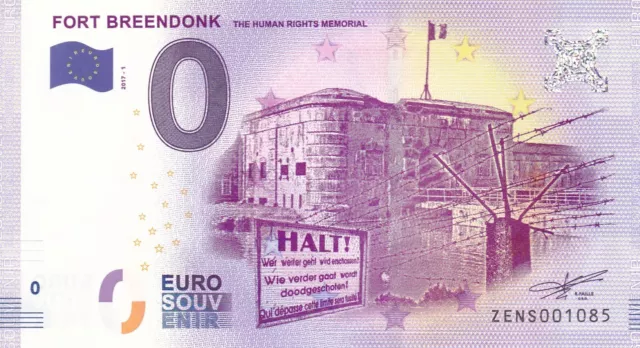 Billet Touristique / Souvenir 0 Euro - BEL.  " FORT BREENDONK 2017-1 ".