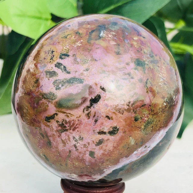 440g Natural Ocean Jasper Ball Quartz Crystal Geode Mineral Specimen Healing
