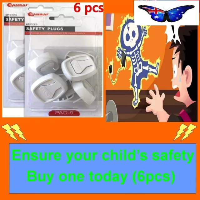 6pcs Baby/Child Power Point Cover/Board/Safety Plugs/Protective/Outlet/NZ/AU