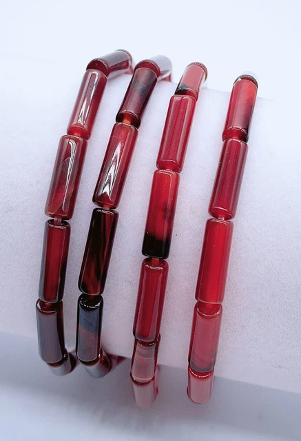 5pcs 4x8mm Natural Stone Red Agate Tube Beads Bracelet Women Men Jewelry Gift