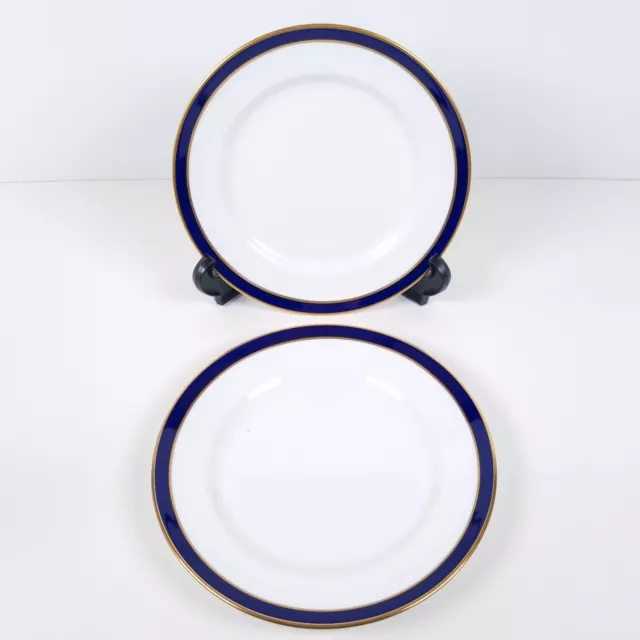 Spode Consul Cobalt Salad Plates 20.5cm Bone China England Blue & Gold Set of 2