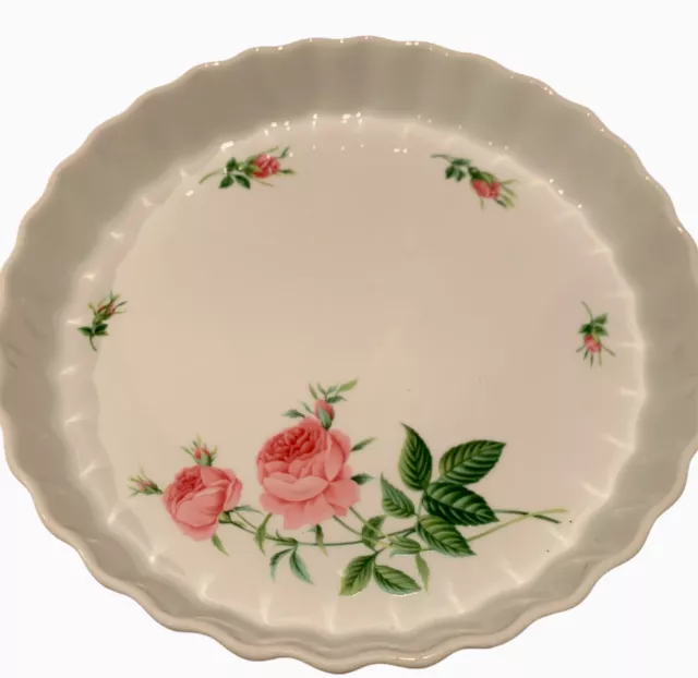 Christineholm Porcelain 9.5" Scalloped Pie Or Quiche Baking Dish Rose Pattern