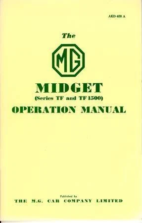 1953 1954 1955 Mg Midget Tf And Tf 1500 Owners Manual Operation Guide Handbook