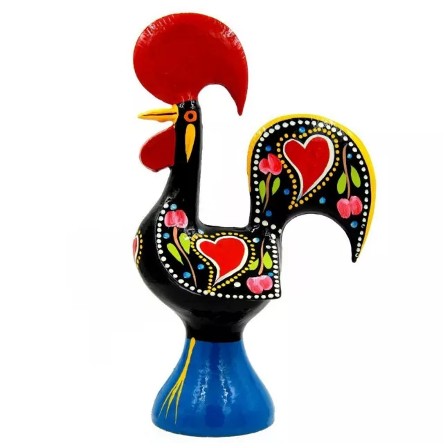 Traditional Portuguese Aluminum Black Good Luck Rooster Galo de Barcelos