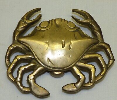 Solid Cast Brass Figural Crab Door Knocker Nautical Beach Architectural Hardware