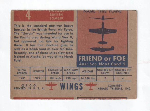 1952 Topps Wings - Friend or Foe - Complete Your Set - Multi Card Discount 2