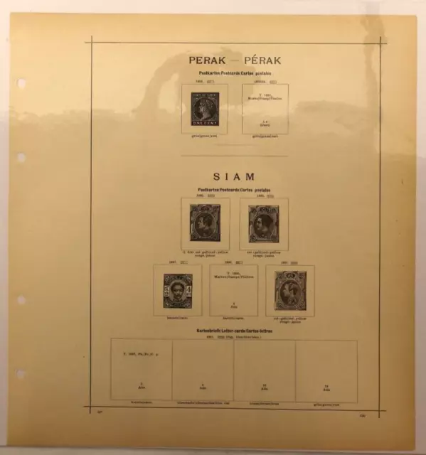 Perak & Siam Schaubek Album Page #130 MNH