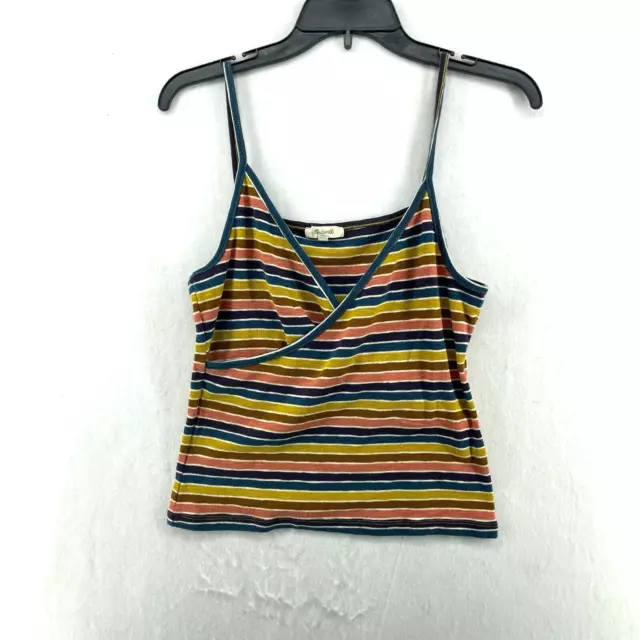 Madewell Tank Top Women's Sz M Multicolor Striped Wrap Spaghetti Strap Fitted