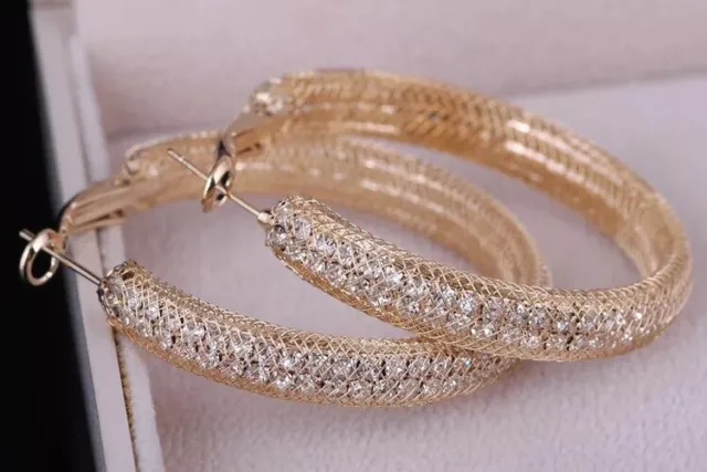 9ct Gold Filled Topaz 30mm hoop earrings