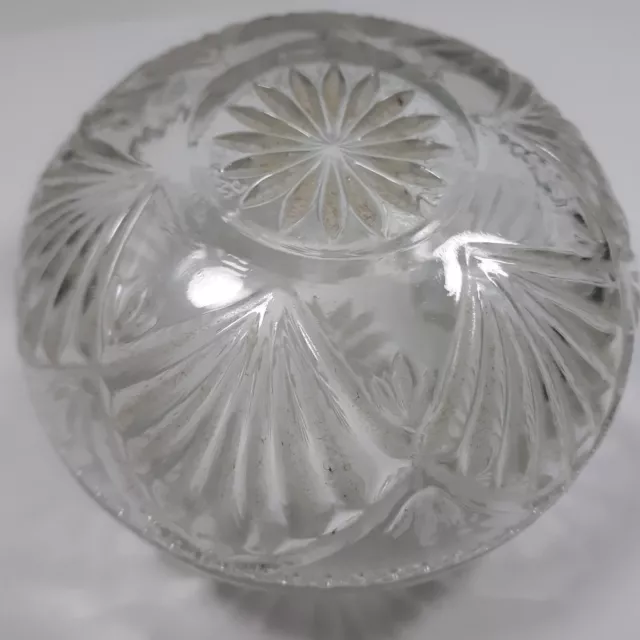 Vintage KIG Malaysia Dish Depression Style Clear Glass Candy Nut Lid Petal Bowl