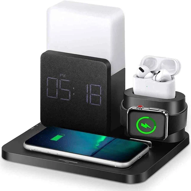 3 in 1 Wireless Charging Station with Alarm Clock