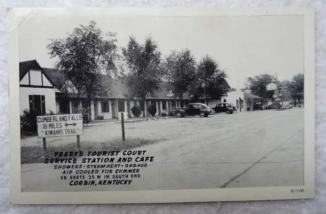 Postcard Yearys Tourist Court Service Station Cafe Corbin Kentucky #Dd6