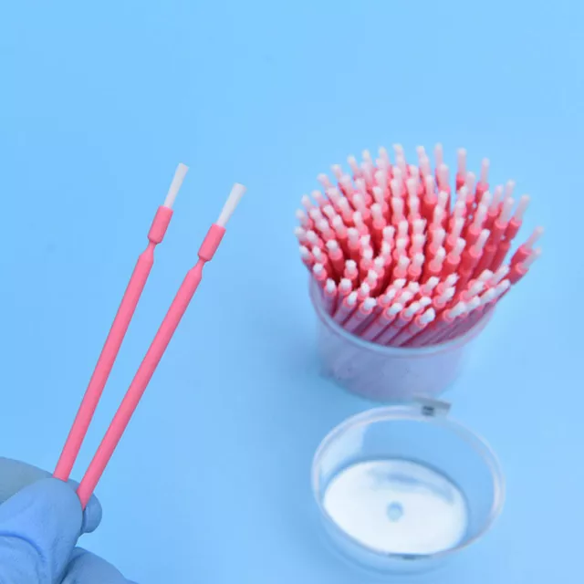 100 Pcs Dental Oral Disposable Micro Brush Applicator Bendable Long Shank Pink