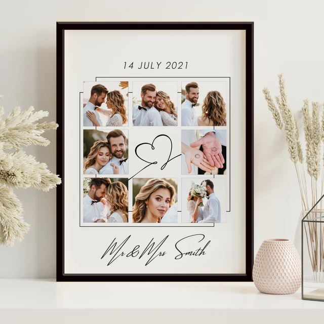 Personalisiert Ihr Foto Collage Poster Druck A4 Zuhause Familie Geschenk Wandkunstrahmen