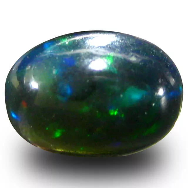 1.06 ct Terrific AAA Oval Cabochon Shape (9 x 7 mm) Multi Color Black Opal Stone