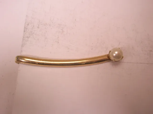 1-11/16" Uber Thin Seed Pearl & Gold Tone Vintage SWANK SMALL Tie Bar Clip