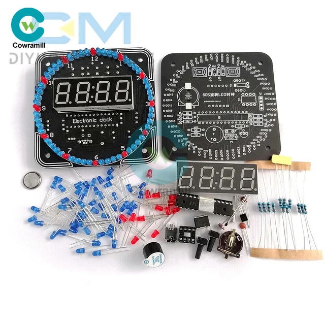 DIY ROTATING LED Alarm Electronic Digital Clock Kit Learning Board 5V