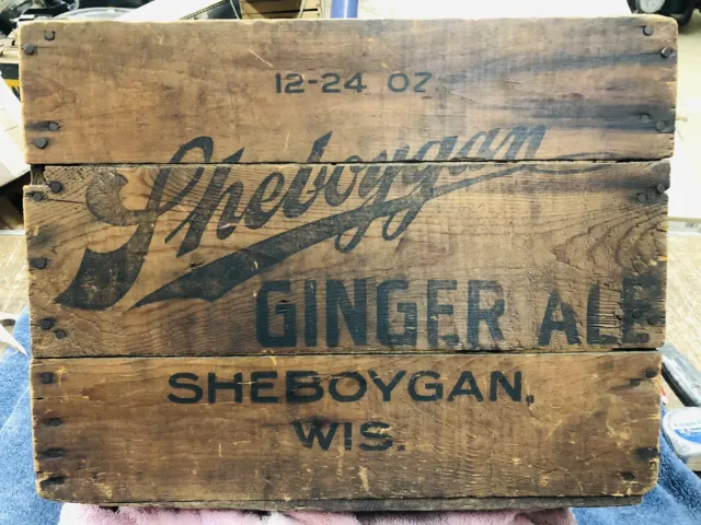 Vintage Sheboygan Ginger Ale Wooden Crate , Sheboygan Wisconsin.