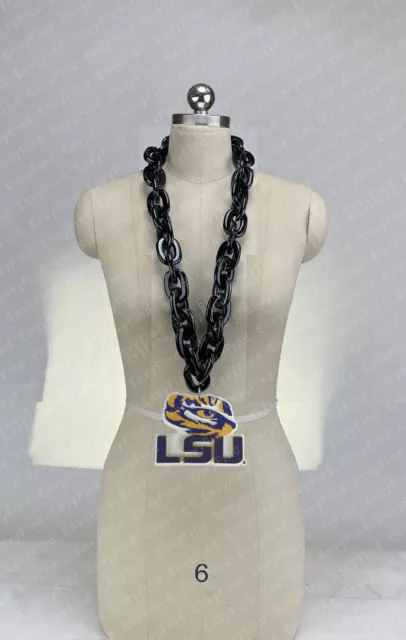 New Louisiana State LSU Tigers Jumbo Black Big Fan Chain Necklace Foam MI USA