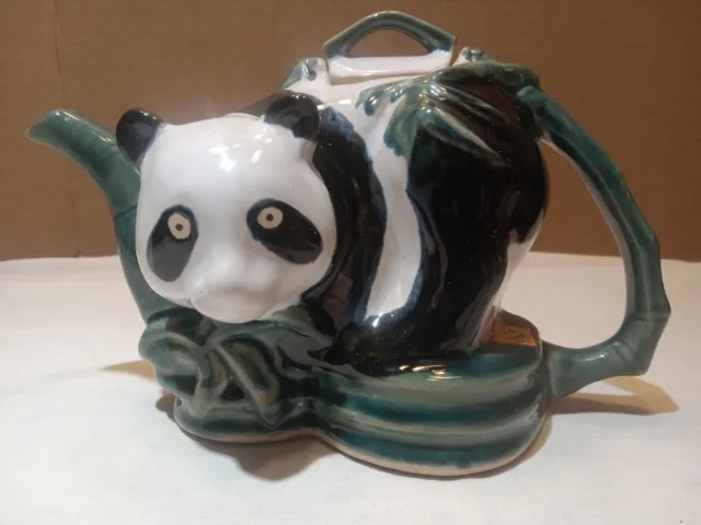 Vintage Panda Majolica Tea Pot, Home Decor