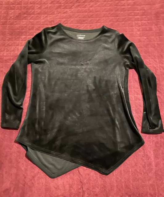 Westbound Long Sleeved Black Velvet Velour Stretch Top Size Small Ladies Women’s