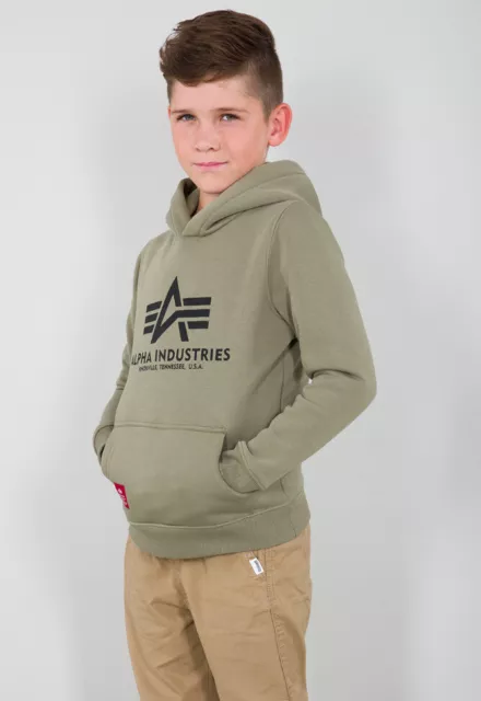 Alpha Industries Pullover Base Felpa con Cappuccio Bambini / Teens Unisex Oliva