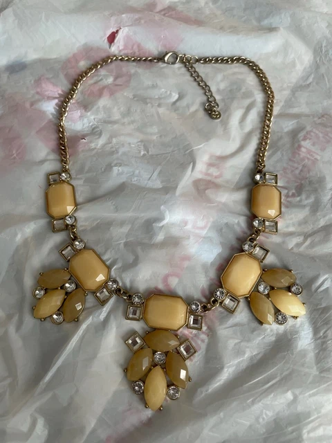 cream, brown, tan, silver gold, gemstone statement necklace charming charlie