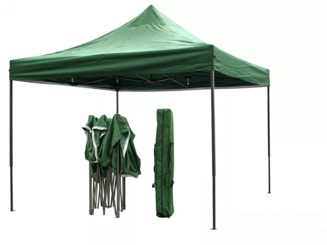 Gazebo 3x3 Pieghevole Impermeabile Richiudibile Fisarmonica Fiera mercato Verde