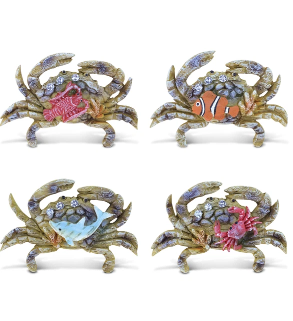 CoTa Global Crab Refrigerator Rockstone Magnets Set of 4 -Assorted Beach Design