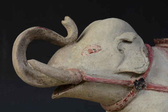 19th Century, Mandalay, Antique Burmese Wooden Lying Elephant 2