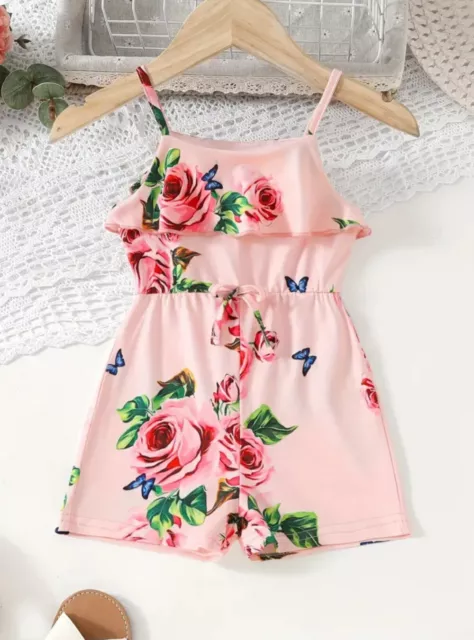 Brand New Girls Summer Floral Short Jumpsuit /Playsuit Age 2-3 Years