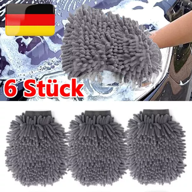 6PCS Mikrofaser Wasch handschuh Motorrad Autoschwamm Putzhandschuh KFZ NEU U